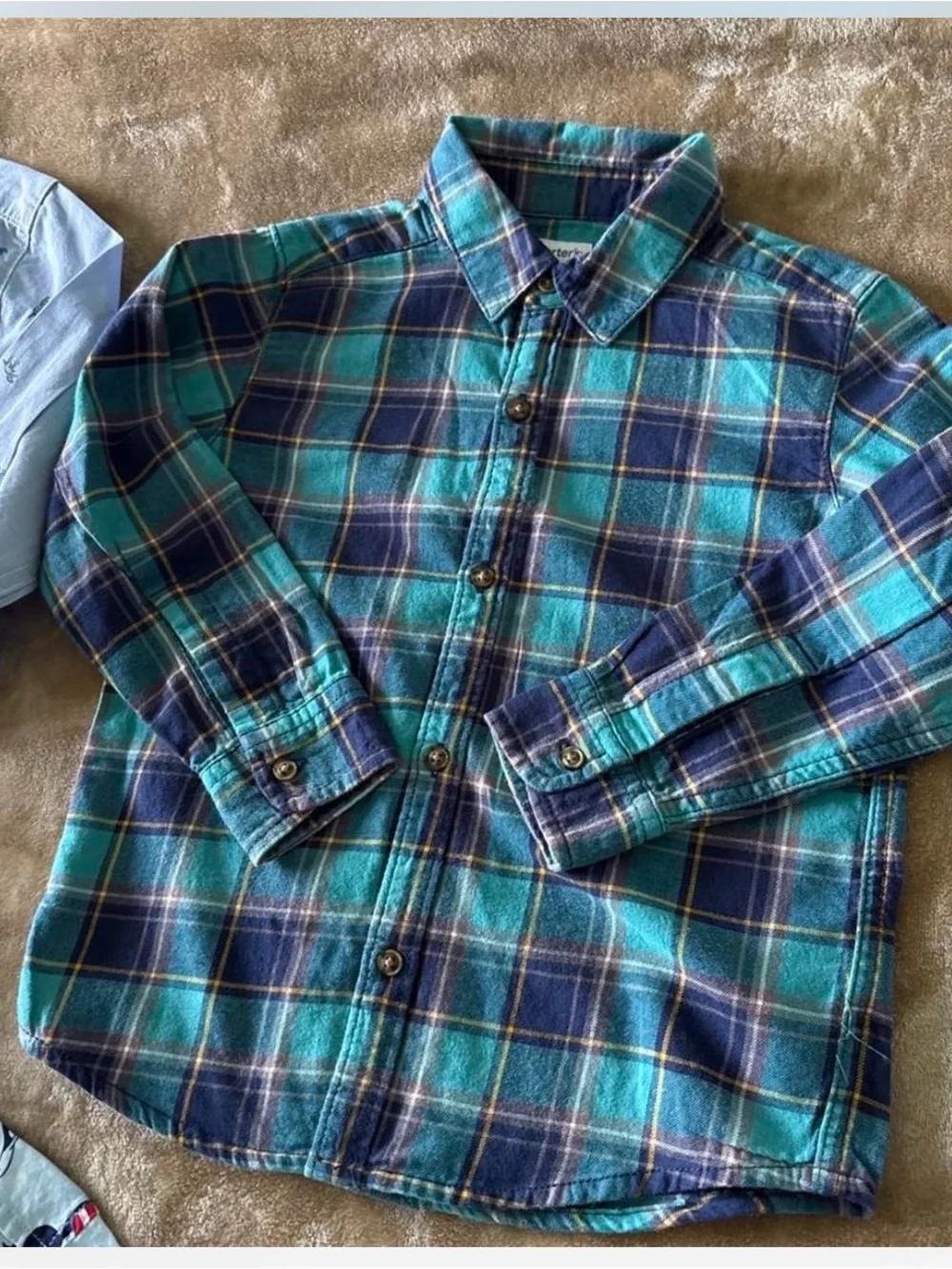 Carter's Light Blue Mickey Mouse Short-Sleeve Button-Down Shirt